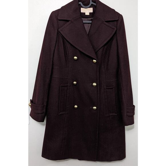 Michael Kors Women's Dark Plum Double Breasted Dress Winter Coat Size 2 - Picture 1 of 5